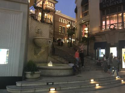 Rodeo Drive staircase and fountain across from the Beverly Wilshire