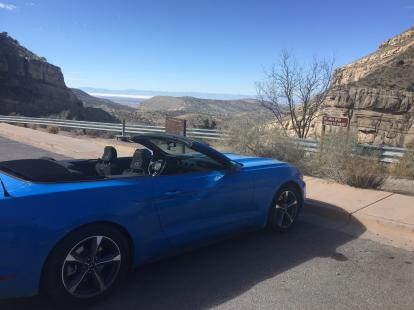 A lot of drives are more fun with the top down 2017 Ford Mustang Convertible Grabber Blue
