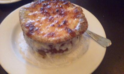 French onion soup at Parc Brasserie. Well caramelized onions. 