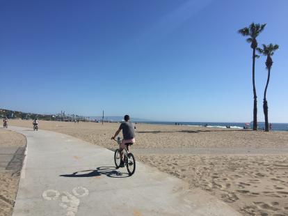 The bike path from Manhattan Beach to Venice Beach is ten miles