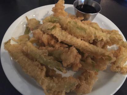 Green chile tempura $2 excellent. great Monday specials at Mix sushi #food