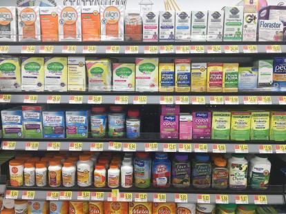 Probiotics and fiber at Walmart. Culturelle, align, and equate. 
