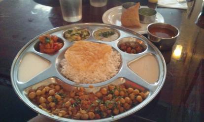 Non vegetarian Thali at Chutney. A large assortment of different Indian dishes served with