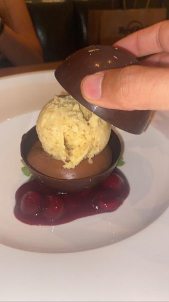 Cipresso Italian restaurant chocolate dome cake dessert #food 2022 Hard Rock Seminole 