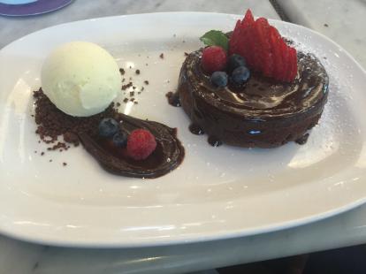 OpenNote: Chocolate cake with ice cream at Anson 11 #food