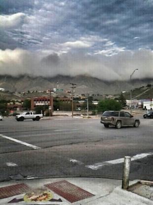 Clouds on the mountains in El Paso