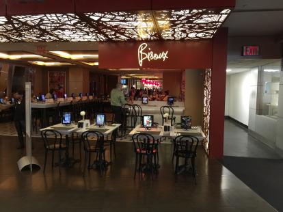 Bisoux in La Guardia airport New York City. The first restaurant with iPads at every table