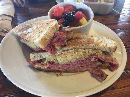 OpenNote: Reuben sandwich at 150 Sunset #food great with a side of fruit