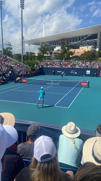 Court 1 Miami Open 2023 #tennis M. McDonald defeats 19	
M. Berrettini in two s