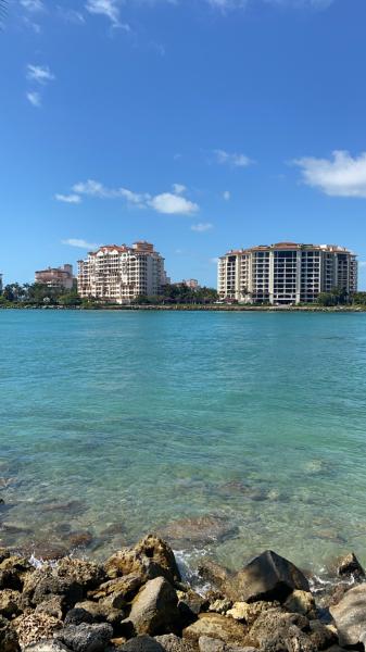 Fisher Island. Luxury condominiums only accessible by ferry. Photo from Miami Beach. 2022