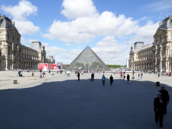 The square with the glass pyramid at the Louvre