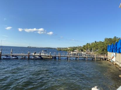 The oceanfront patio at Jimmy Johnsonâ€™s Big Chill Key Largo Florida 2020