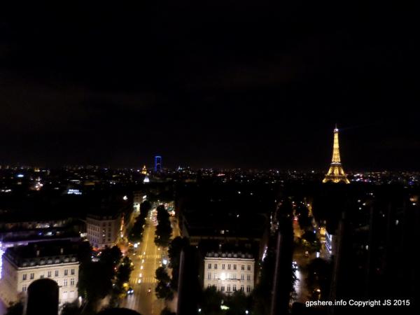 A view of the Eiffel Tower from the top of the Arc De Triomphe. 