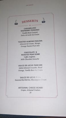 Dessert menus at Los Fuegos #food 2022