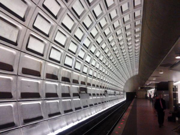 Rosslyn metro station. Switch to blue line to get to Crystal City.