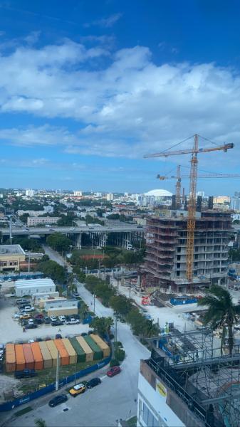 Miami looking to the East from the Latitude One Office Building. New construction near 3rd