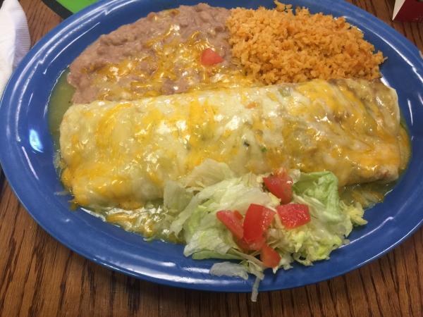 Smothered green Chile burrito at Chachiâ€™s #food
