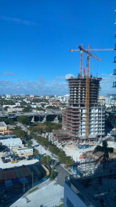 Miami looking to the East from the Latitude One Office Building. New construction near 3rd