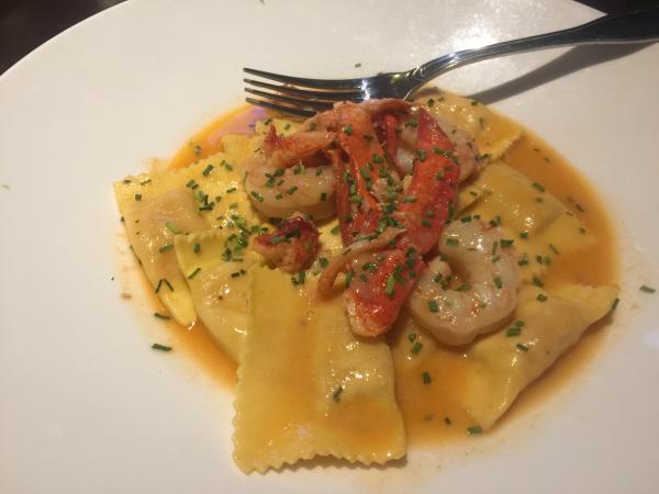 Lobster and shrimp ravioli at Yard House #food $22 2019. Small portions. Salmon is a bette