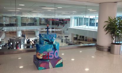 Saint Louis 250 cakes throughout the city including Lambert Airport.