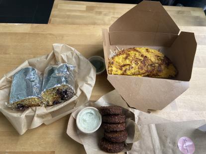 Falafel, burrito and vegan pancake with chorizo at Cocinata Miami #food 2022
