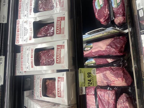 Wagyu at Milam’s Market $25 for 10 ounce New York strip, sourced from Uruguay #grocery 2