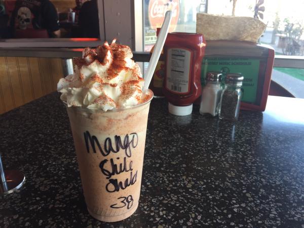 Mango chile shake at Sparkys in Hatch New Mexico #food $4 spicy and sweet