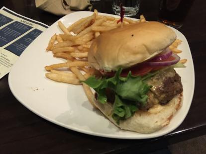 Lava Burger beef patty stuffed with white and cheddar cheese at Pecan Grill $19 #food Las 
