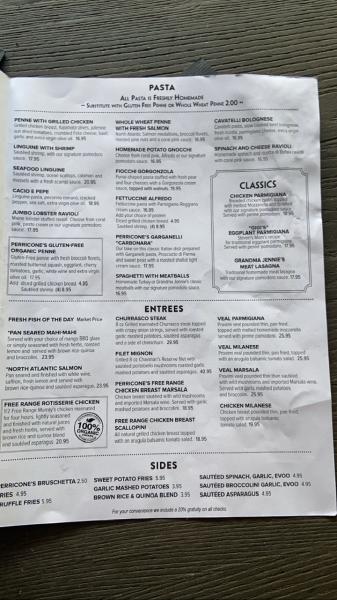 Menu at Perricone’s Marketplace and Cafe #food 2022