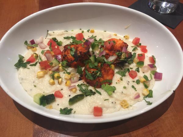 Tandoori shrimp and grits at Chouhan Indian fusion  #food Nashville 