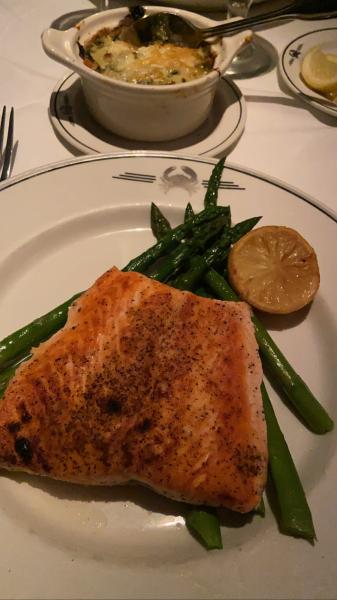 Truluck’s salmon with asparagus and creamed spinach #food 2022