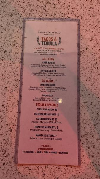 American Social Taco Tuesday #menu #food 2023