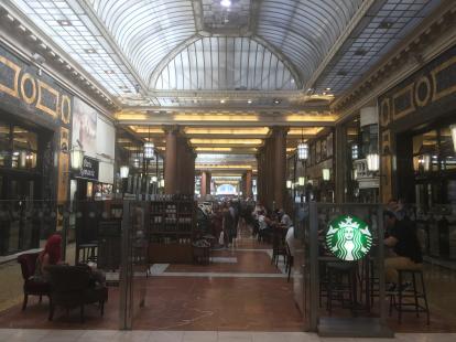 Arcades des Champs Elysees with a Starbucks