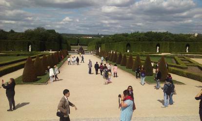 The gardens of Versailles after leaving the palace through the back and looking to the rig