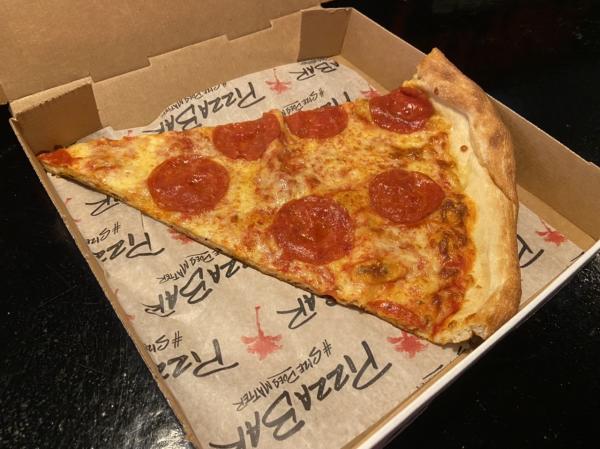 Pepperoni pizza slice at PizzaBar $7. Bigger than an individual pizza. #food Miami Beach