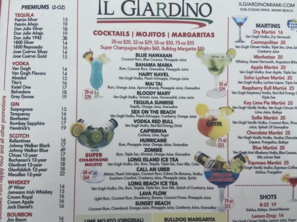 Drink Menu at Il Giardino #food