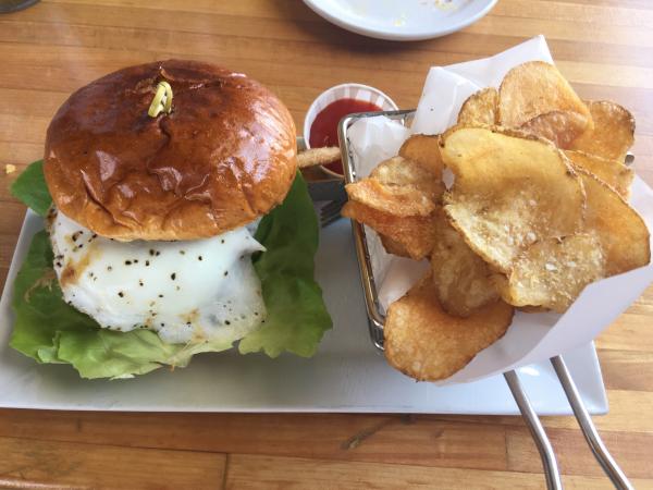 Block Table Tap Brunch burger with an egg #food