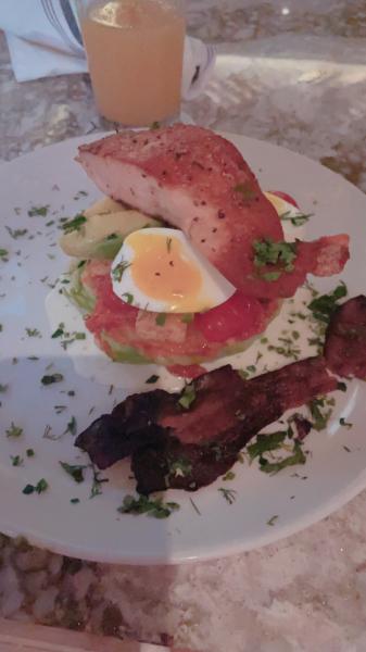 Salmon and bacon Cobb salad at Moxieâ€™s #food