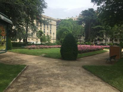 Small park with roses in Paris