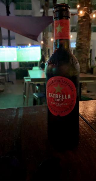 Estrella Damm Barcelona 1876 beer. $4 #happyhour at Brickell 305 Sports Bar