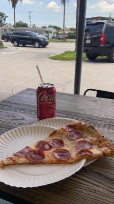 New York Rona Pizza pepperoni pizza slice and coke lunch special $5.50 #food
