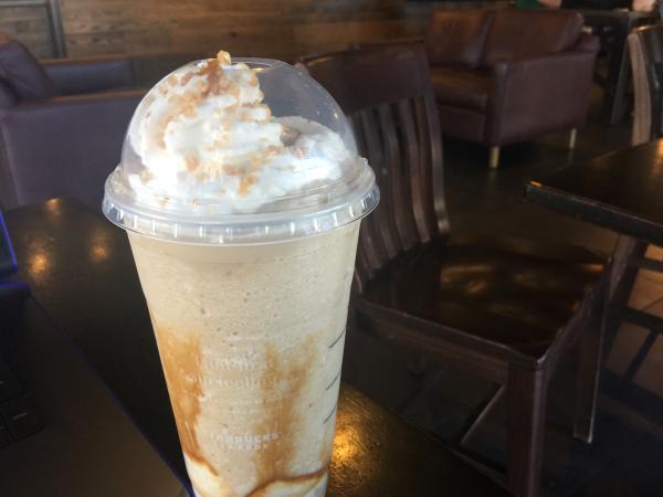 Venti Caramel Ribbon Crunch Creme Frappuccino Starbucks on Kerbey #food $5.75 2019