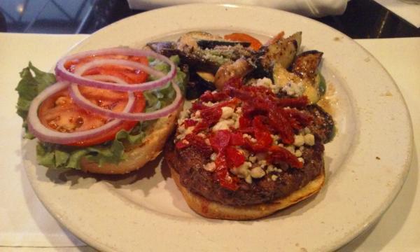 Red white and blue burger at Geo Geskes #food