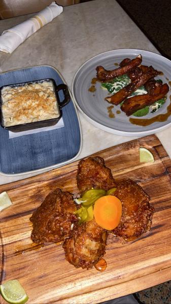 Red Rooster macaroni and cheese, ribs, and fried chicken #food 2022
