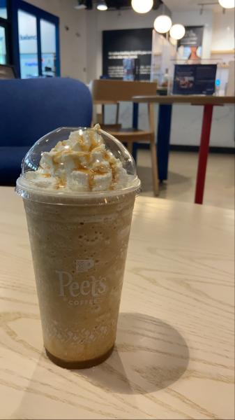 Peetâ€™s coffee large frappe Capital One  cafe $5.75, fifty percent off with card. #f