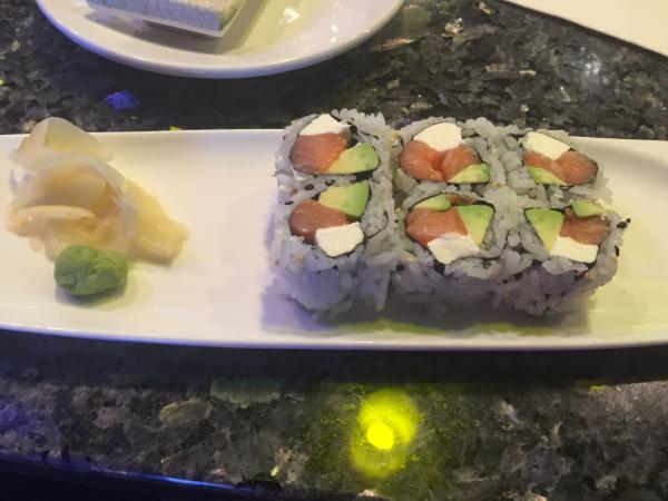 Philadelphia roll with salmon and cream cheese. Sushi at Sakura #food $5.25 excellent