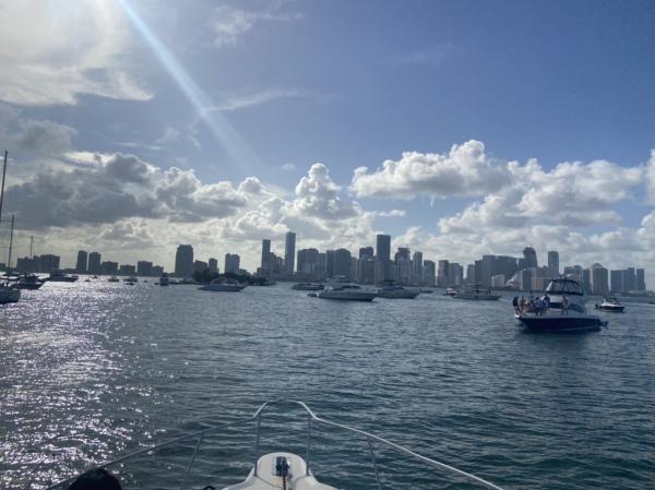 Miami Skyline from Key Biscayne Bay 2022 #boat