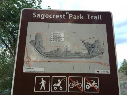 Sagecrest Park Trail entrance. Easy flat trails.