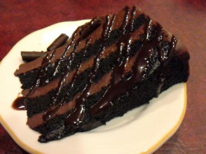 Chocolate layer cake. Rich taste. Small slice for seven bucks.#food