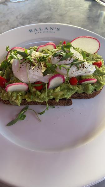 Balan’s avocado toast with poached eggs $18 #food 2022 excellent 